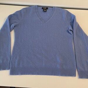 Lord & Taylor V-Neck Cashmere Sweater Soft Blue size large